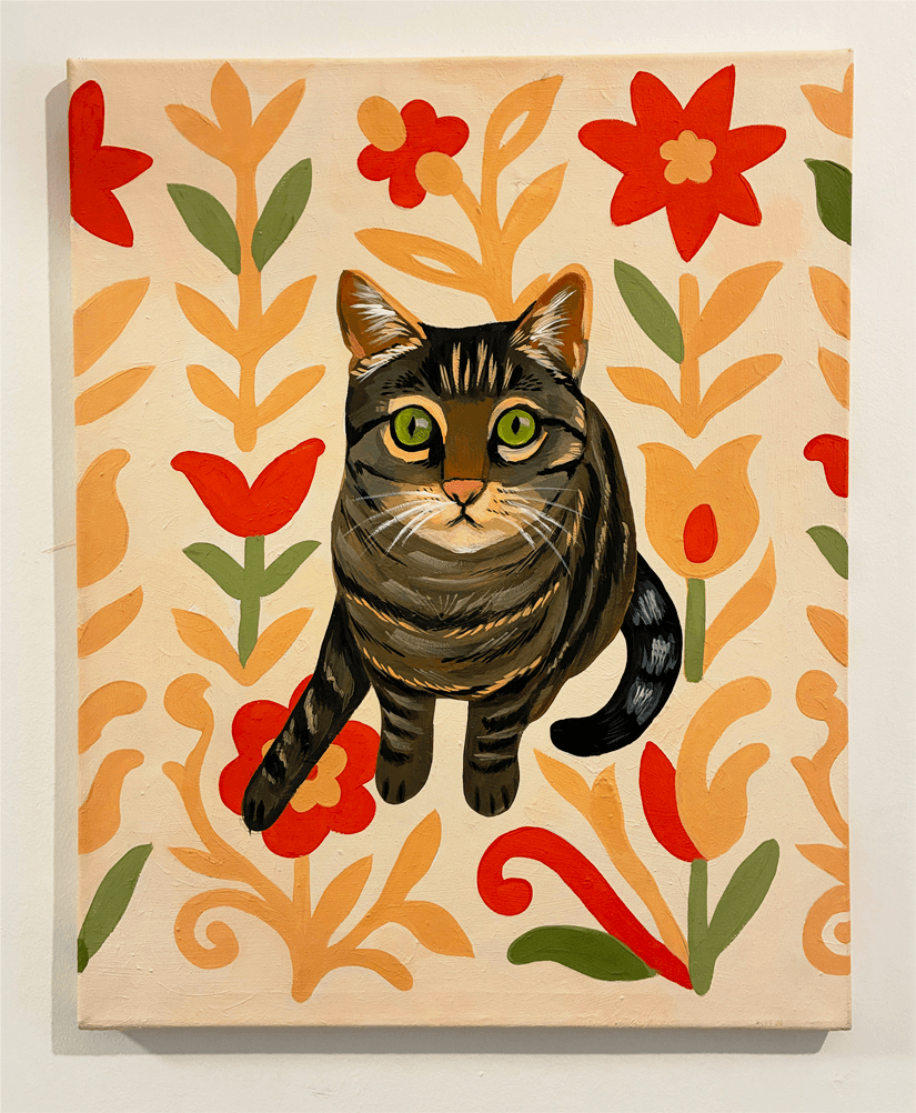 שוואקי על רקע פרחוני