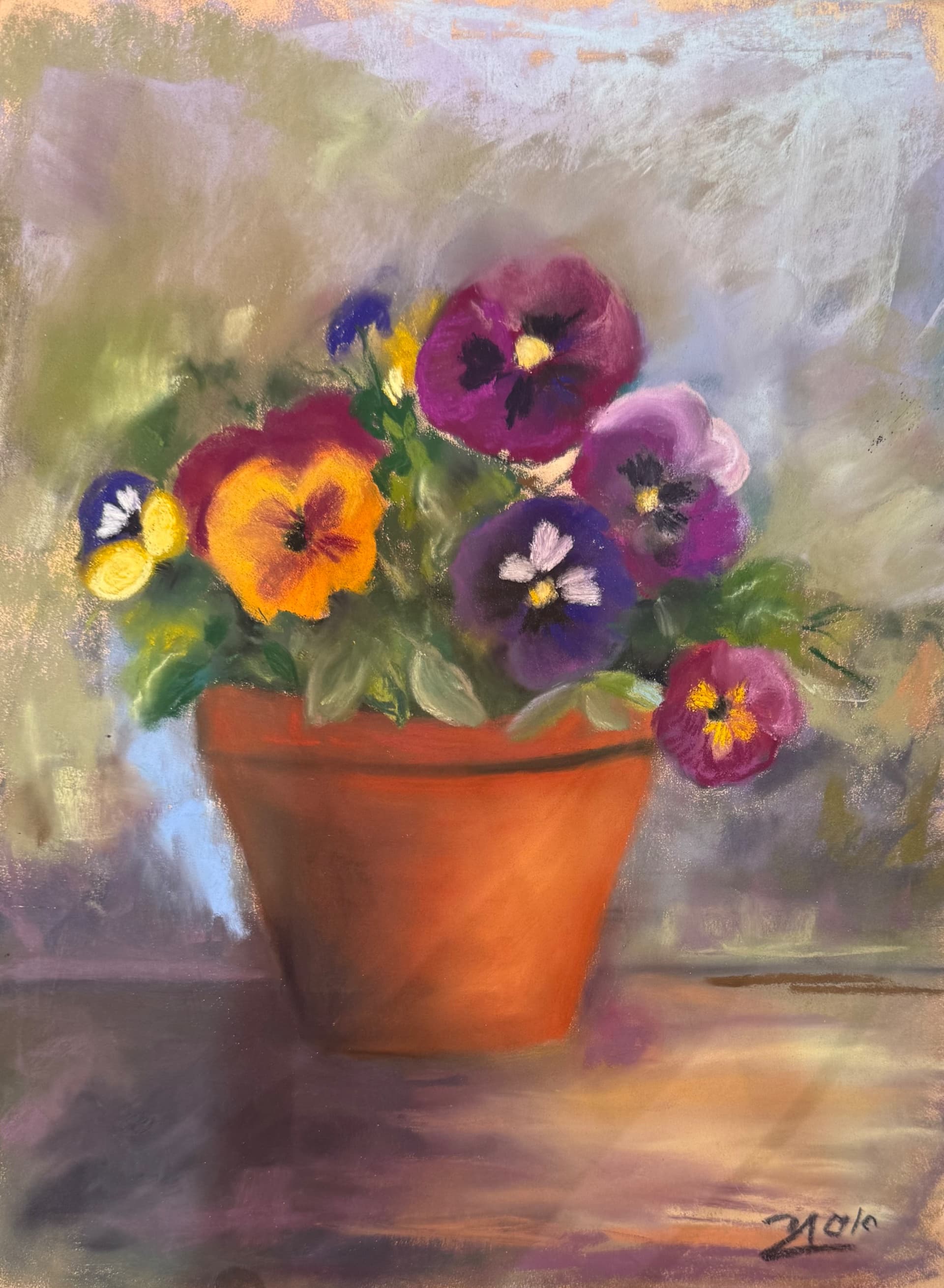 Pansies in Terracotta