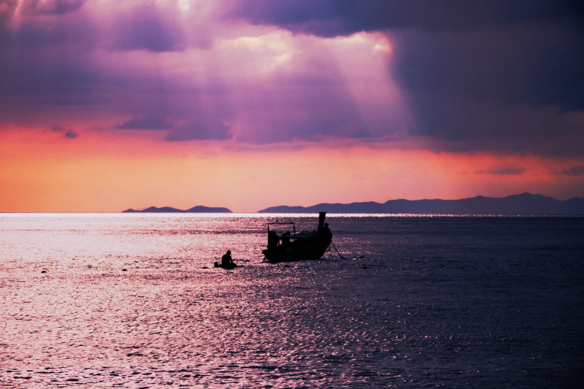 Boat Beneath Violet Clouds