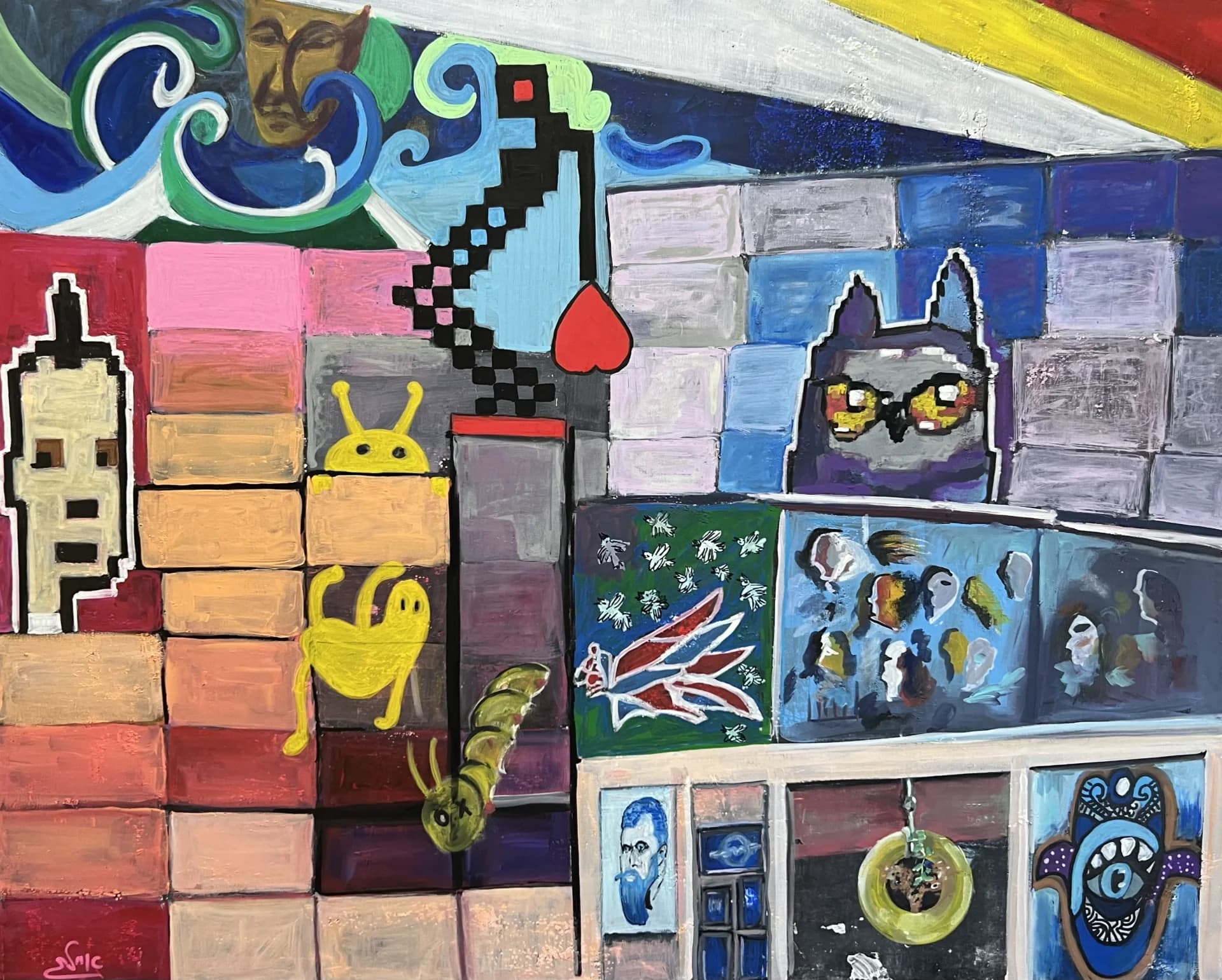 Street art in Tel Aviv on canvas