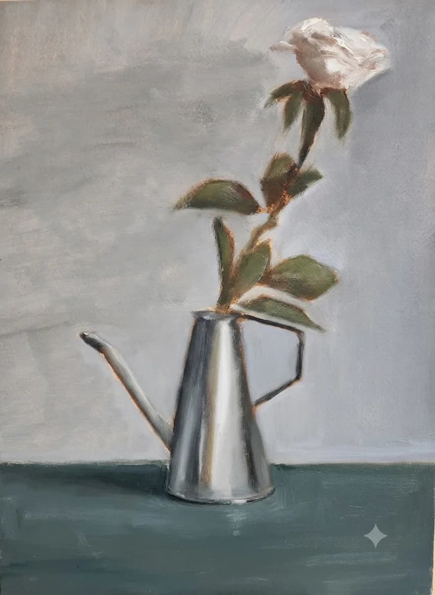 White Rose in Silver