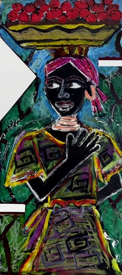 African girl with tomatoe Basket