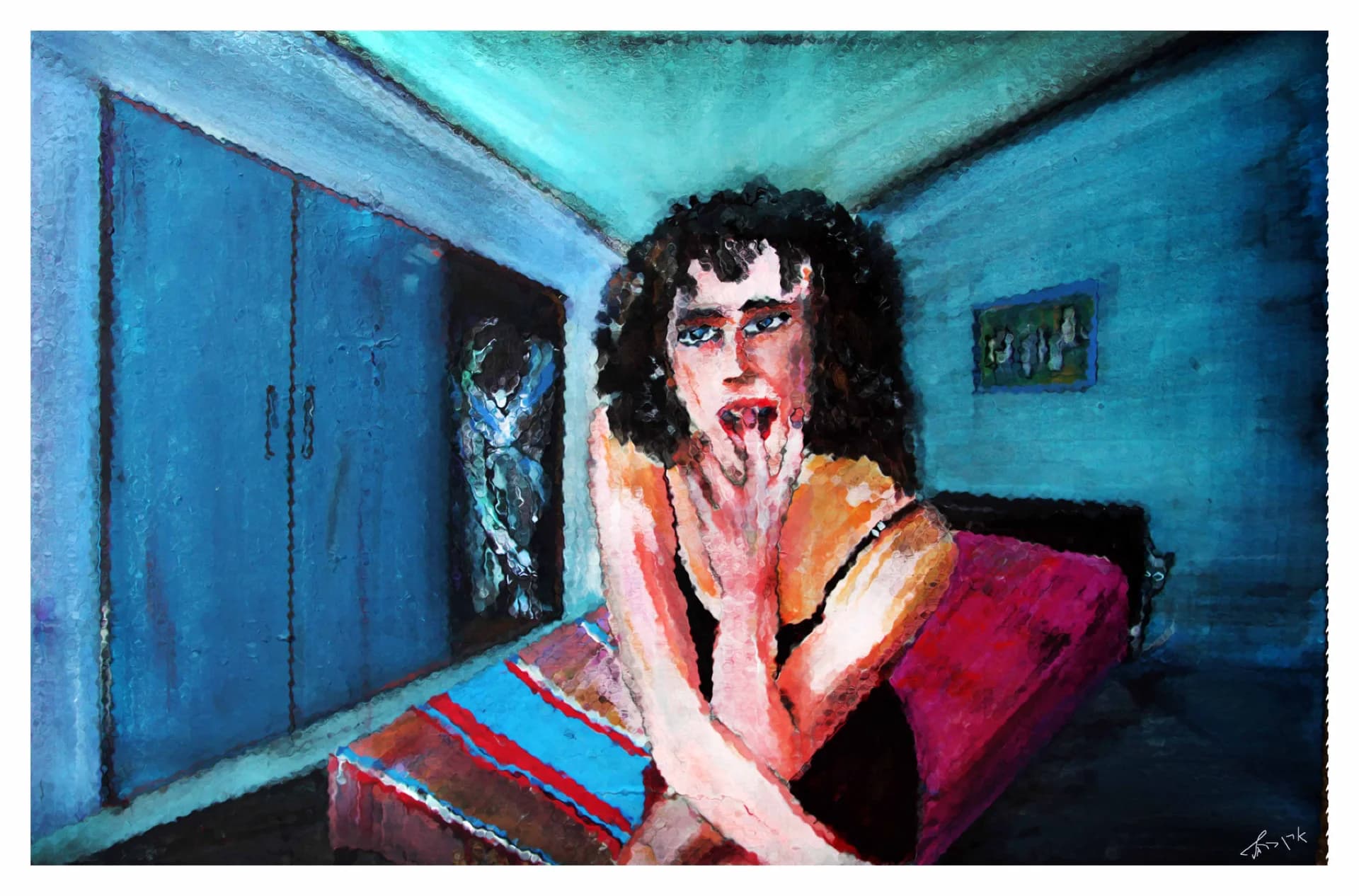 A woman and a man in the closet