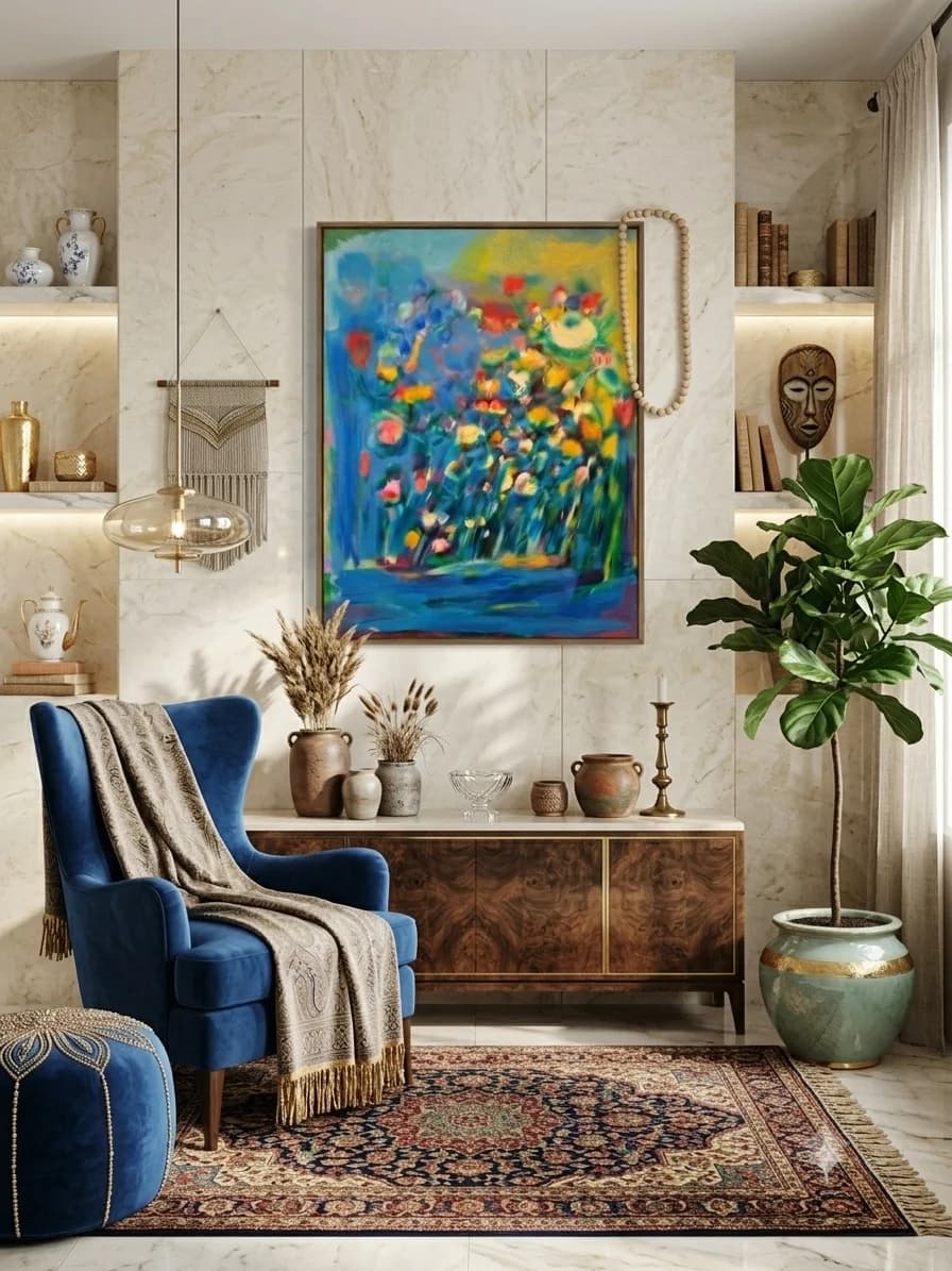 "Tapestry of Ochre & Blue" 3