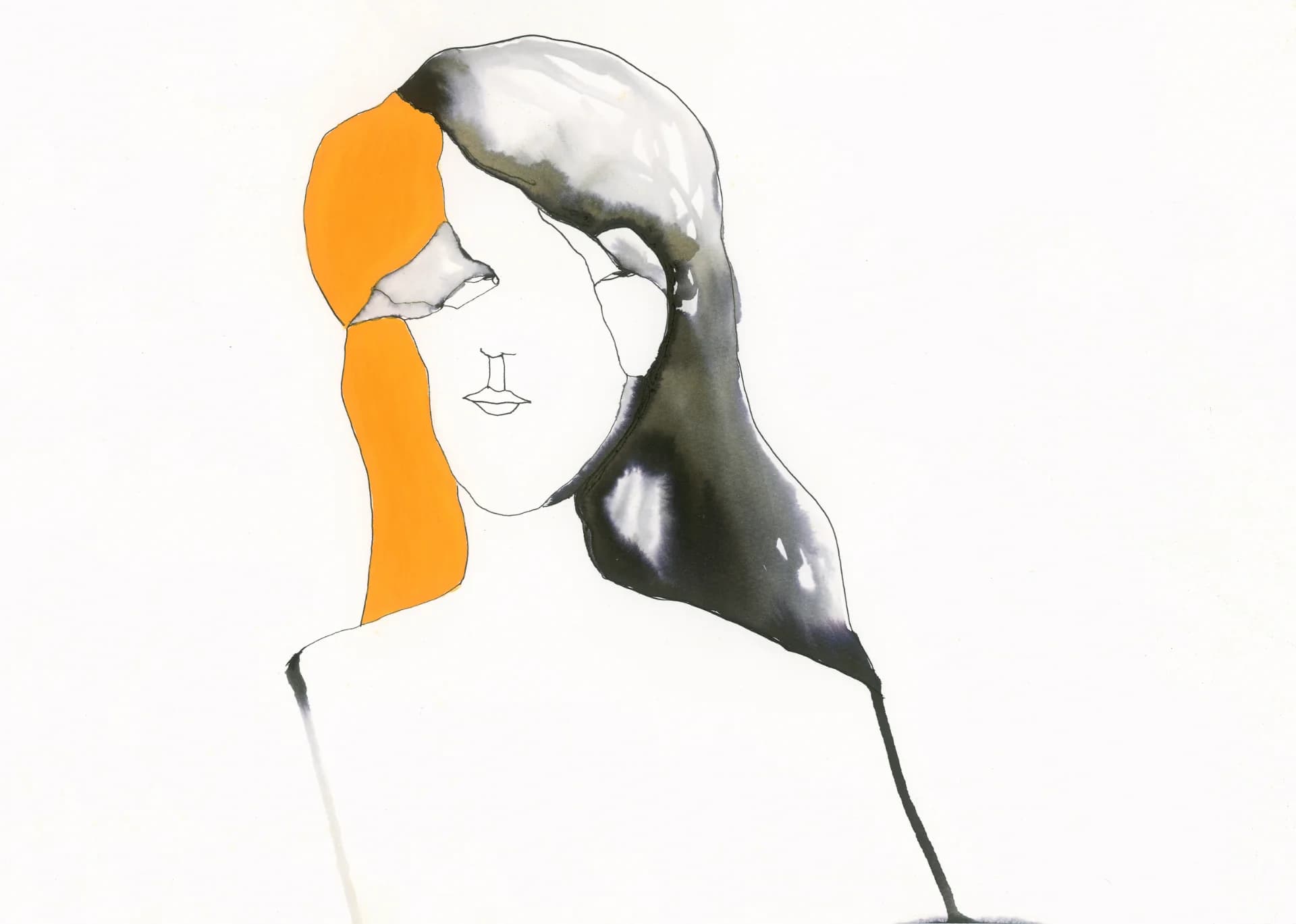 Redhead and a black veil