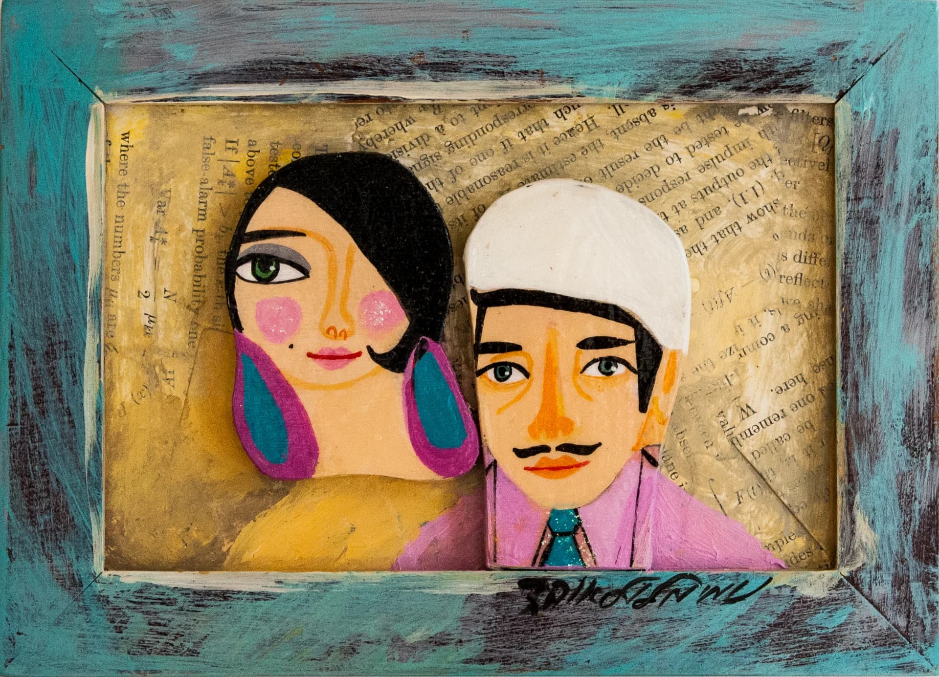 Couple with mustash and earings