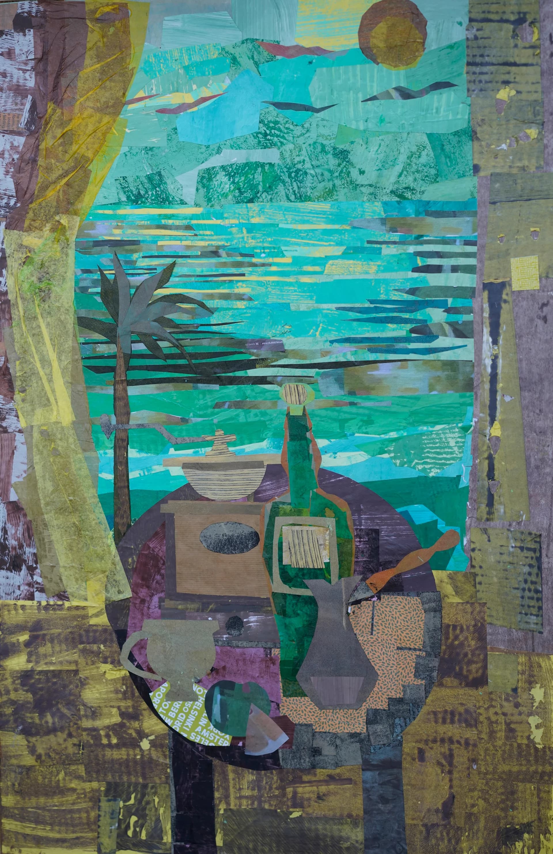 Still life on the green sea background, 2025