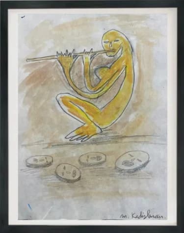 Woman and a Flute - Kadishman Menashe