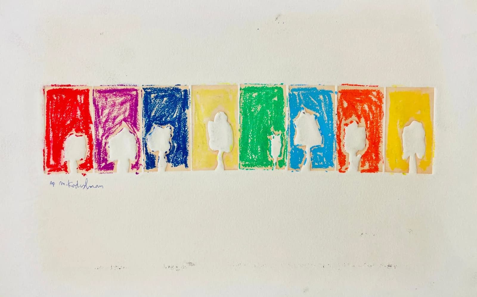 Embossed Trees un Colored Squares. Kadishman Menashe 2