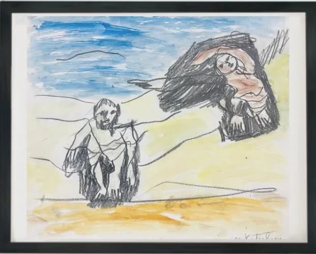 Man and Woman in Desert. Kadishman Menashe