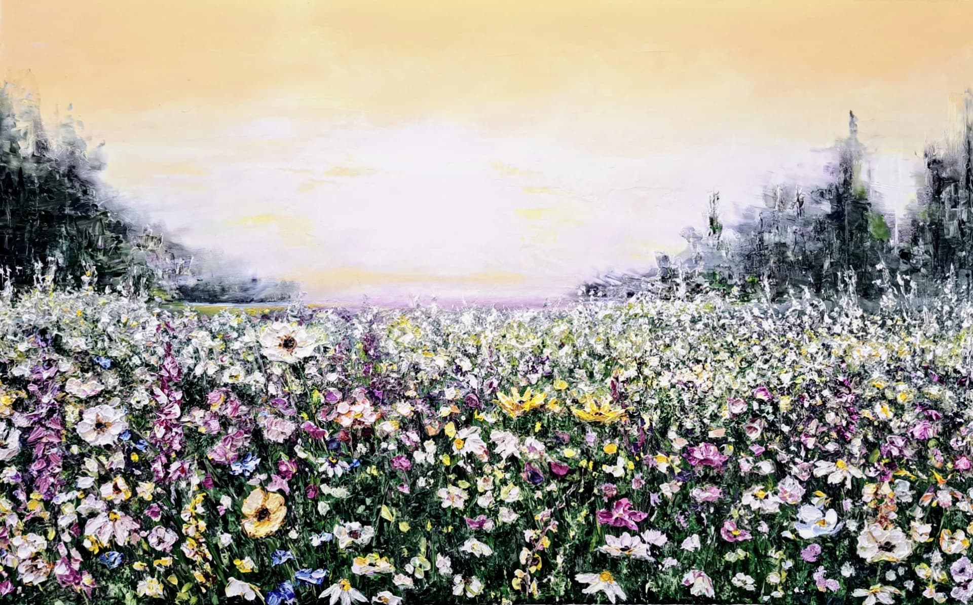 Flowerfield at sunrise