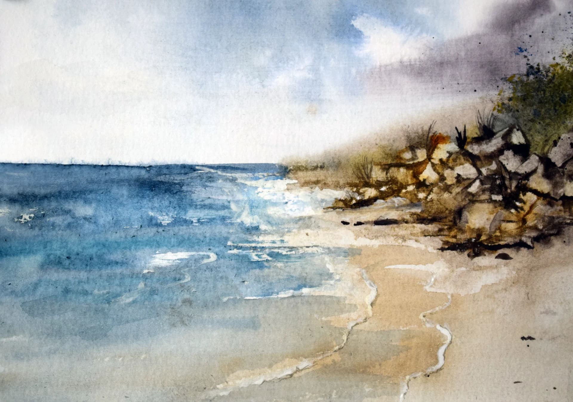 מפגש גלים וסלעים