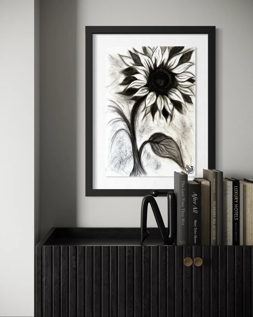 Black and White Sunflower 2