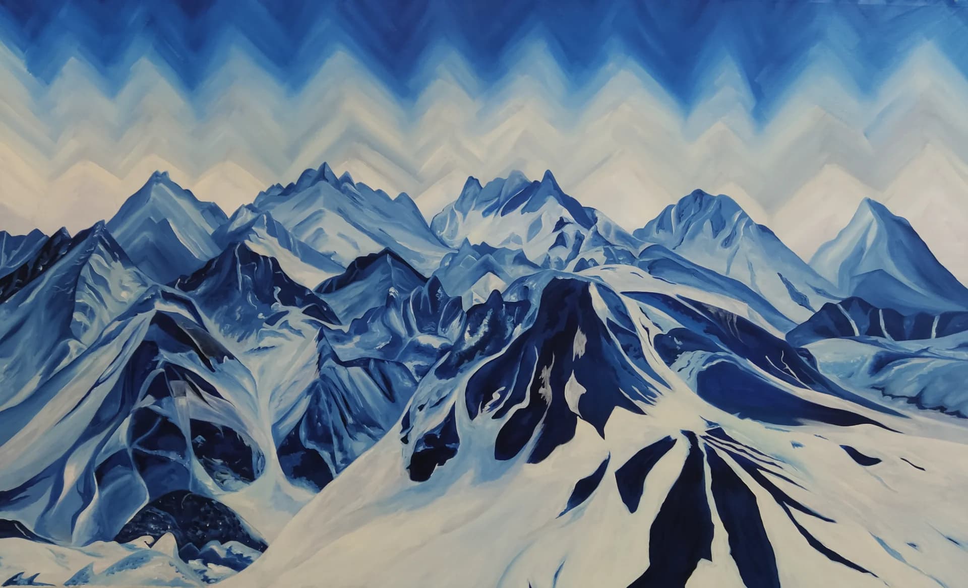 Mountains in Prussian Blue
