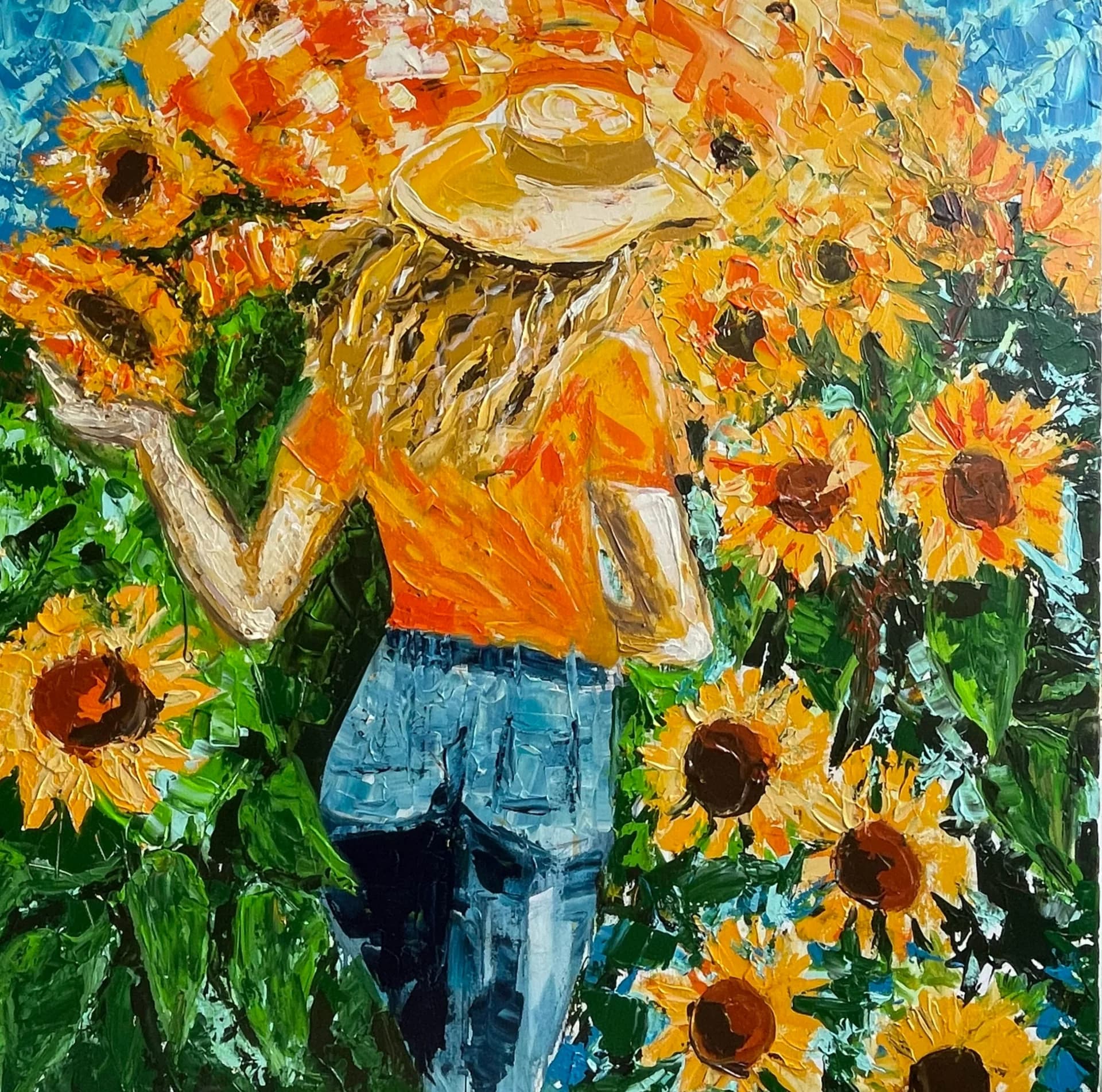 girl with sunflowers