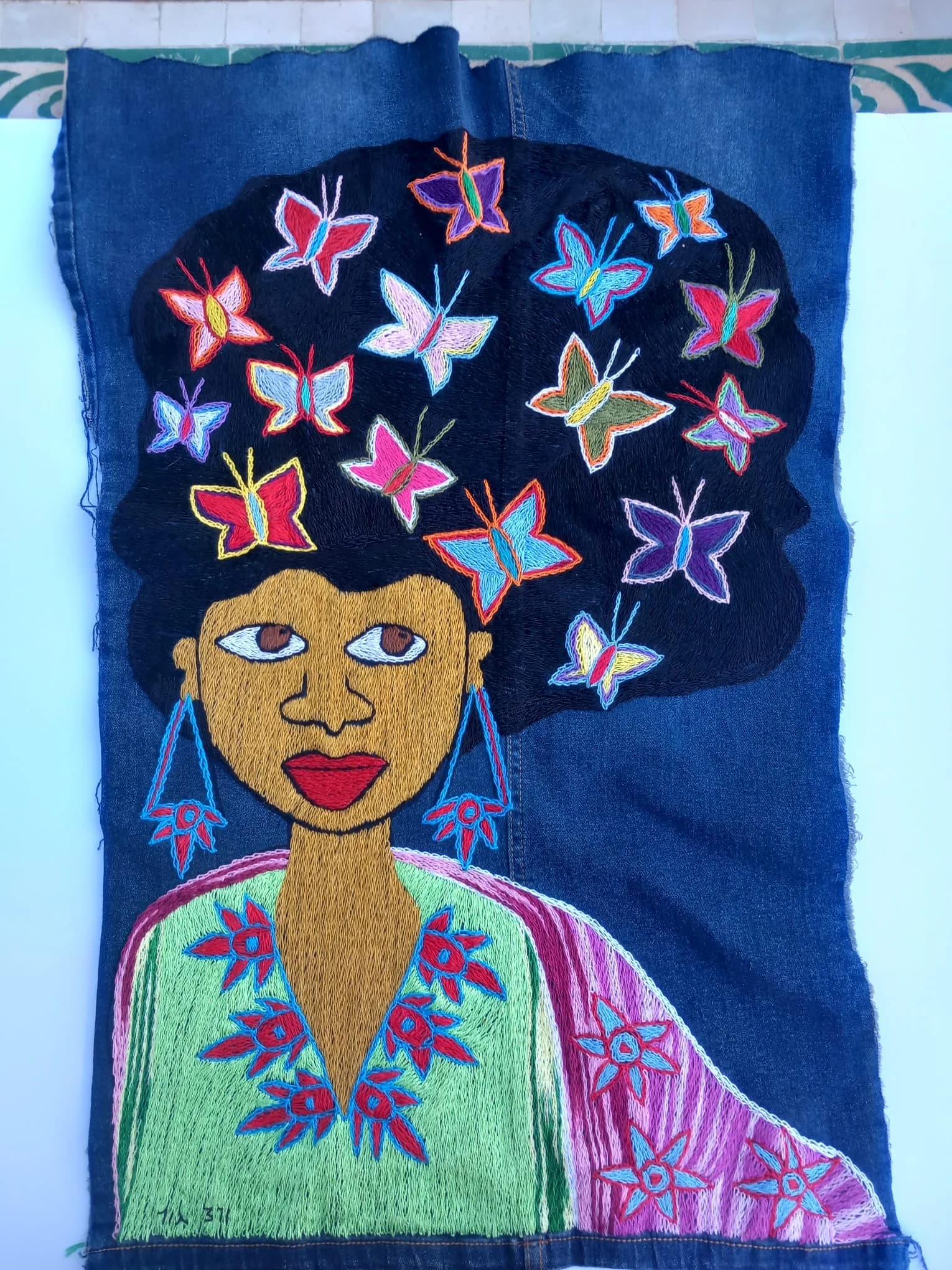 Woman and butterflies