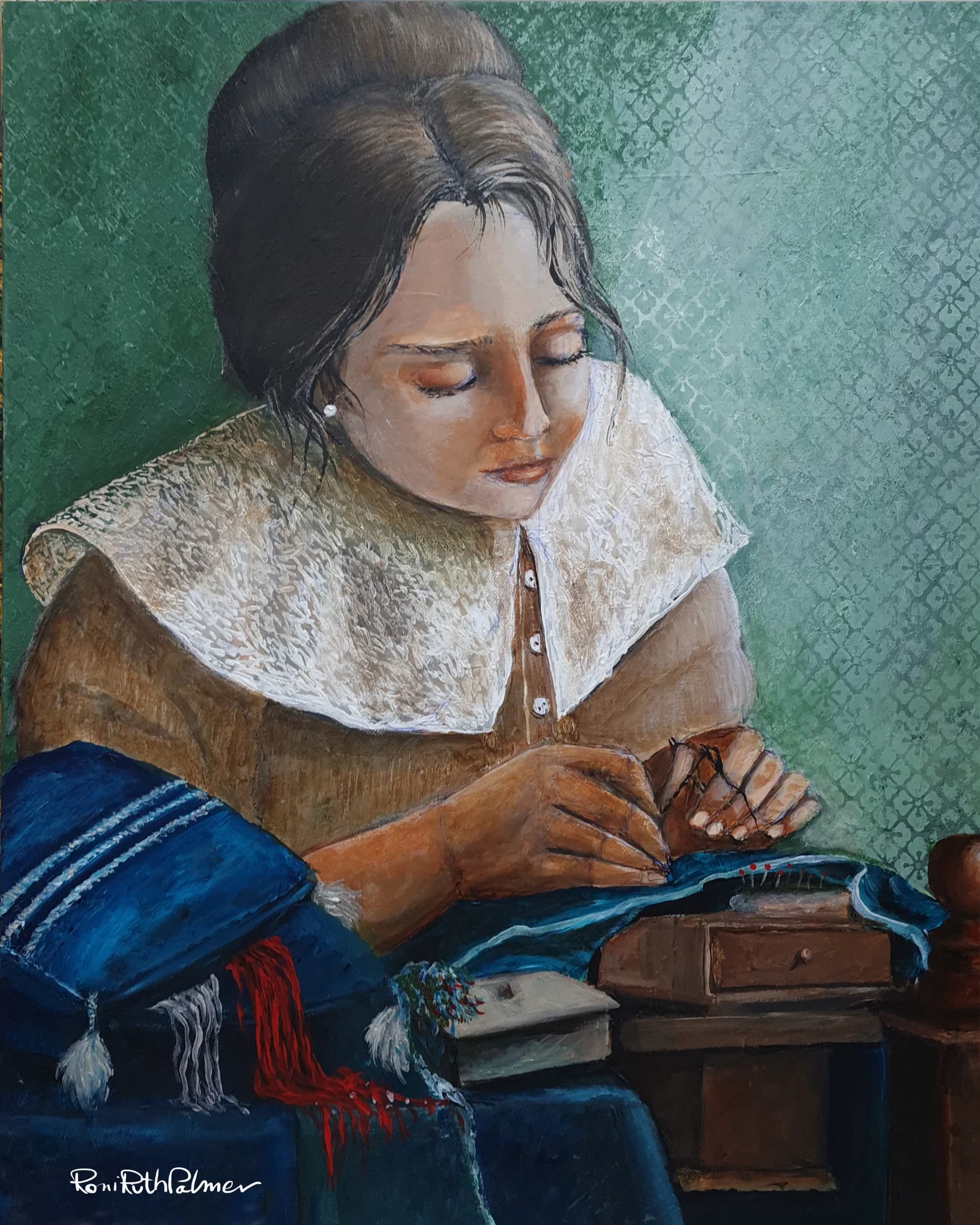 The seamstress in a quiet light