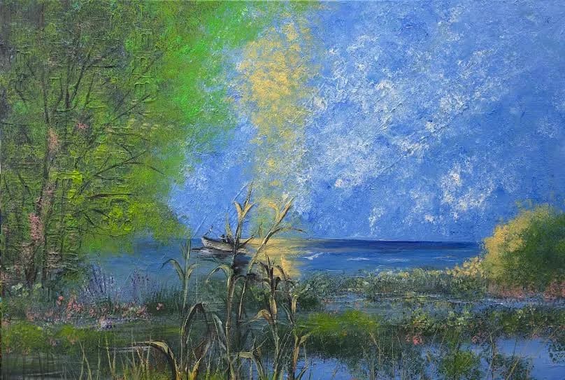 The tranquility of the fishermen in the Blue Lake