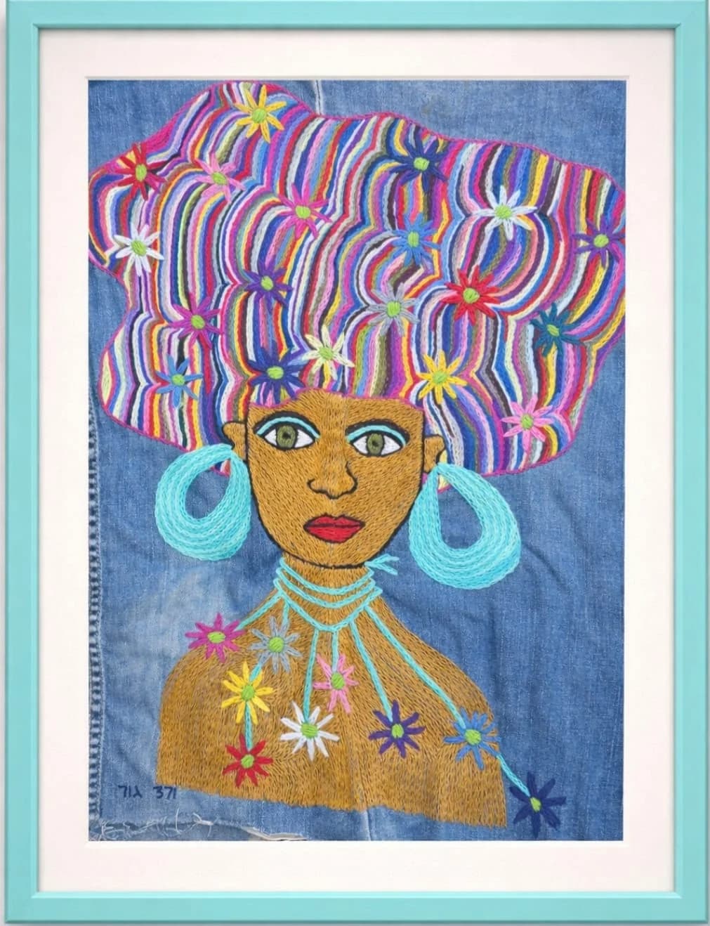 Woman and turquoise earrings