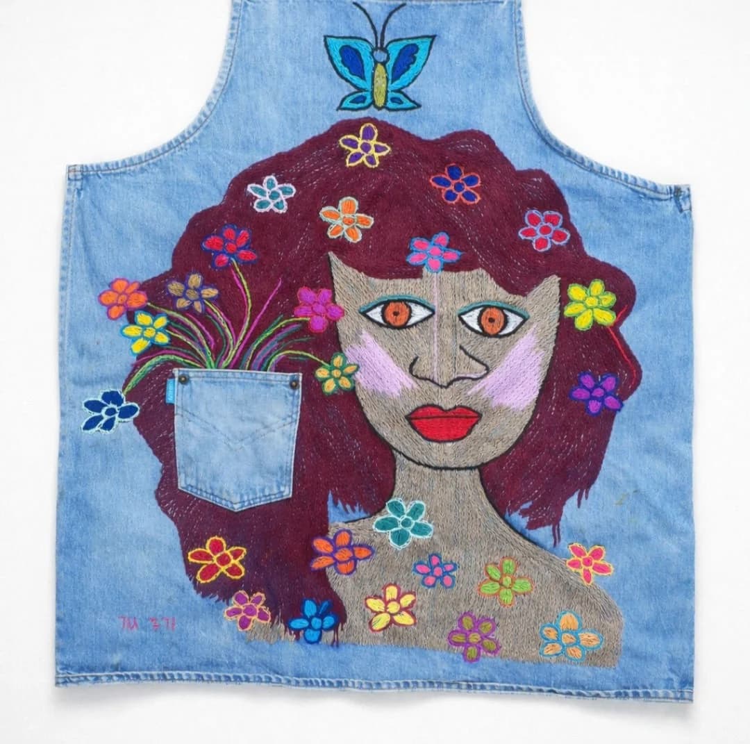 Woman and blue butterfly