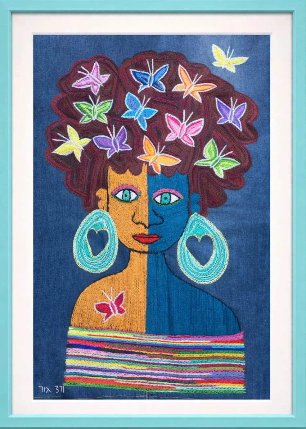 A woman in two halves and butterflies