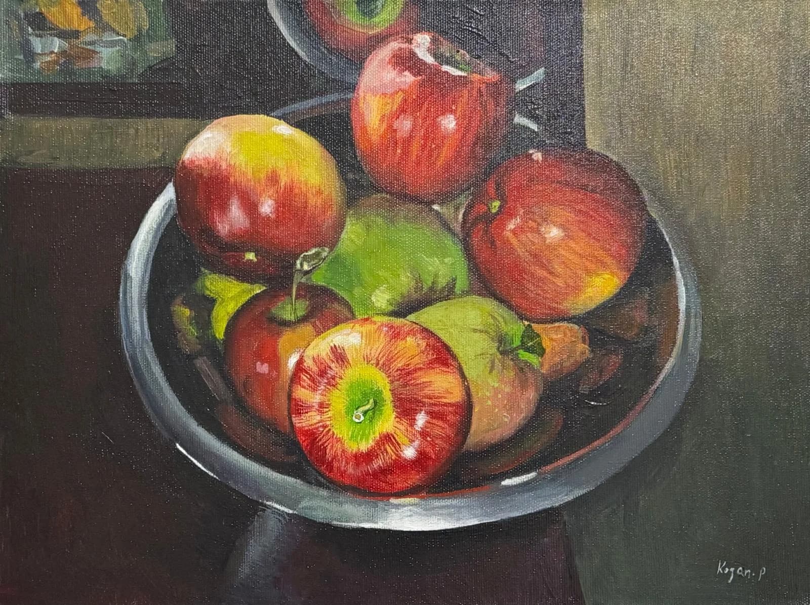 Red Apples in a Metallic Bowl