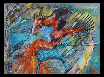Woman in Red with Horse