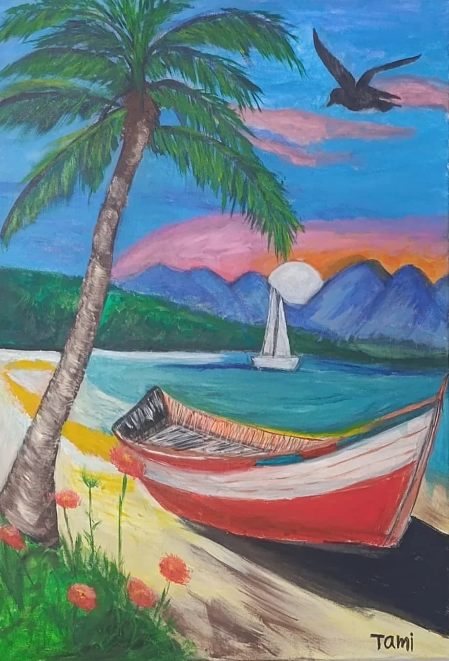 Crimson Boat at Dusk