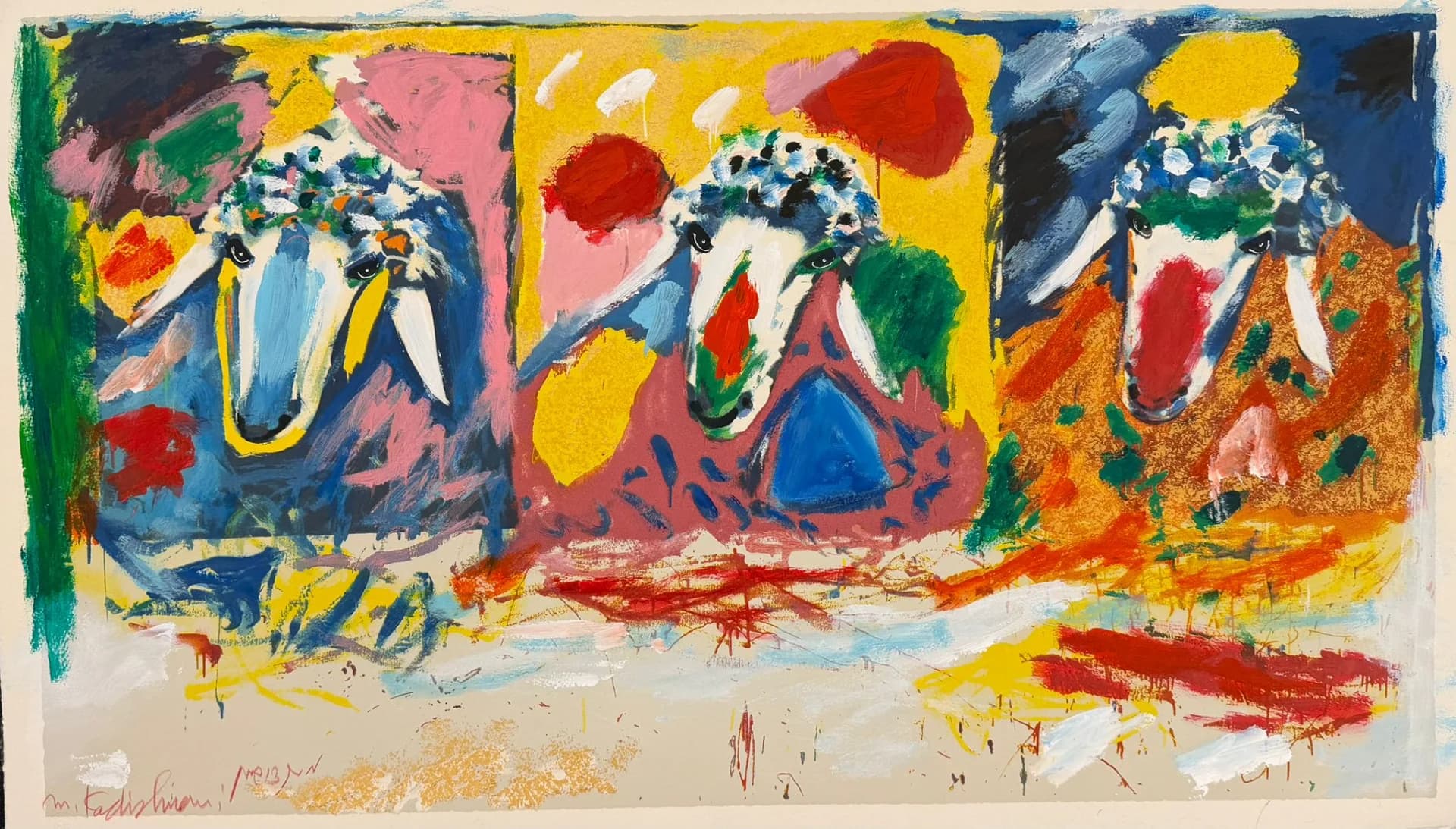 Three colorful heads