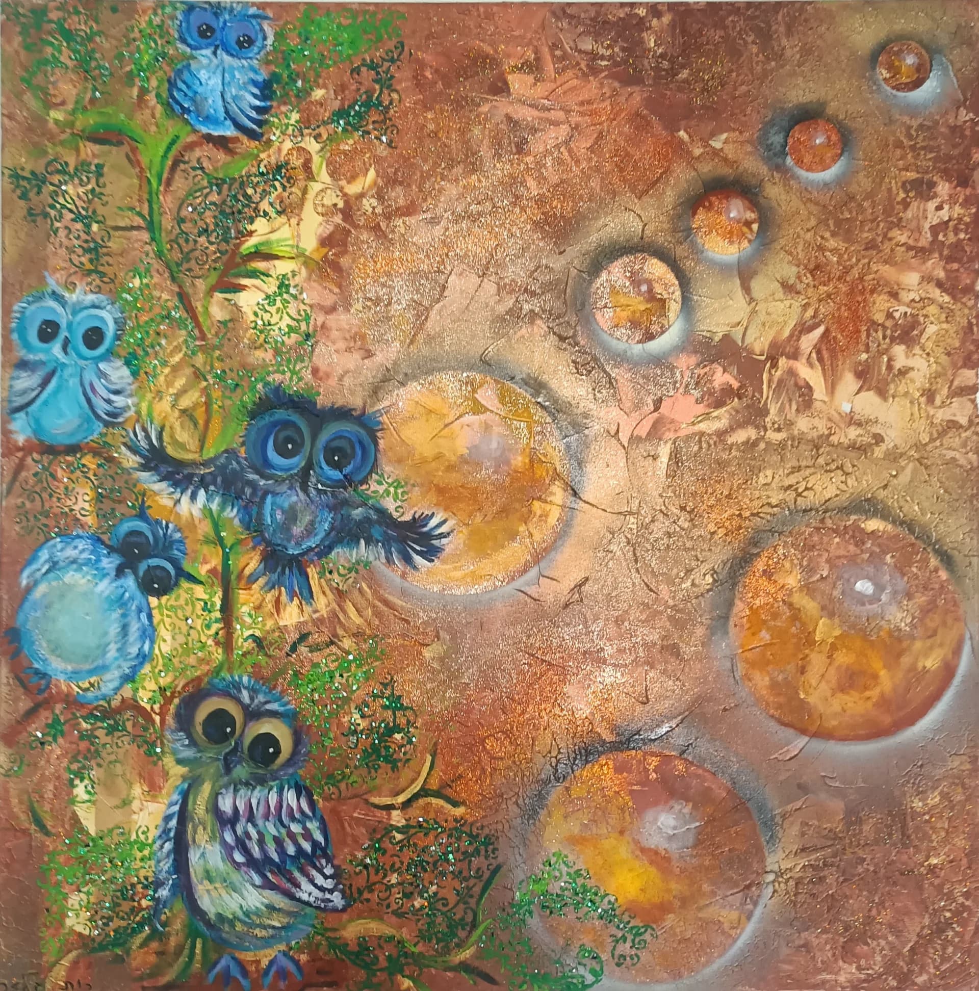 Moonlit Owl Gathering
