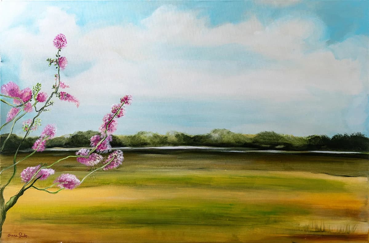 Blossoms Over Quiet Marsh
