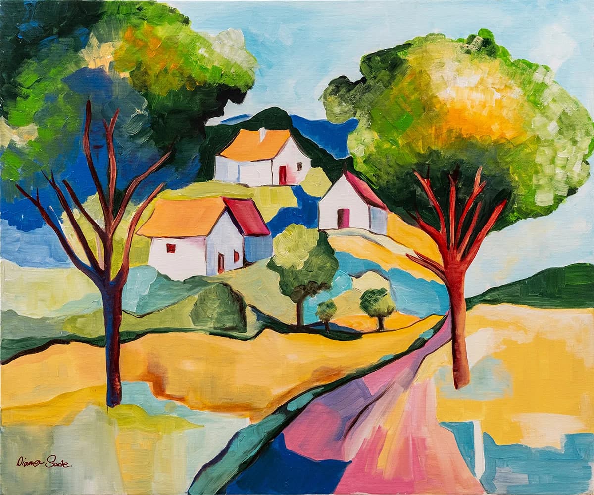 Sunlit Village Path