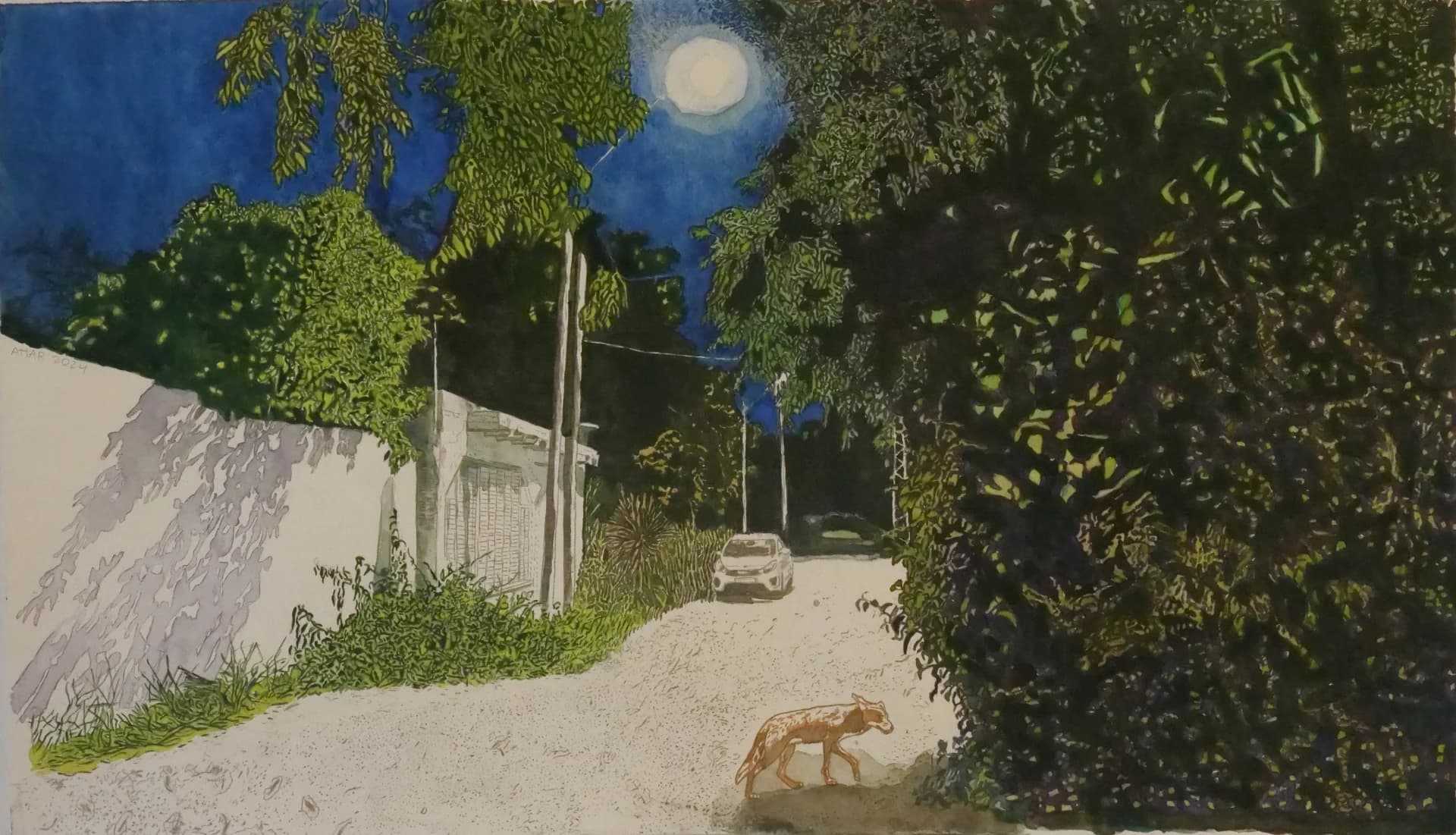 Moonlit Lane Visitor