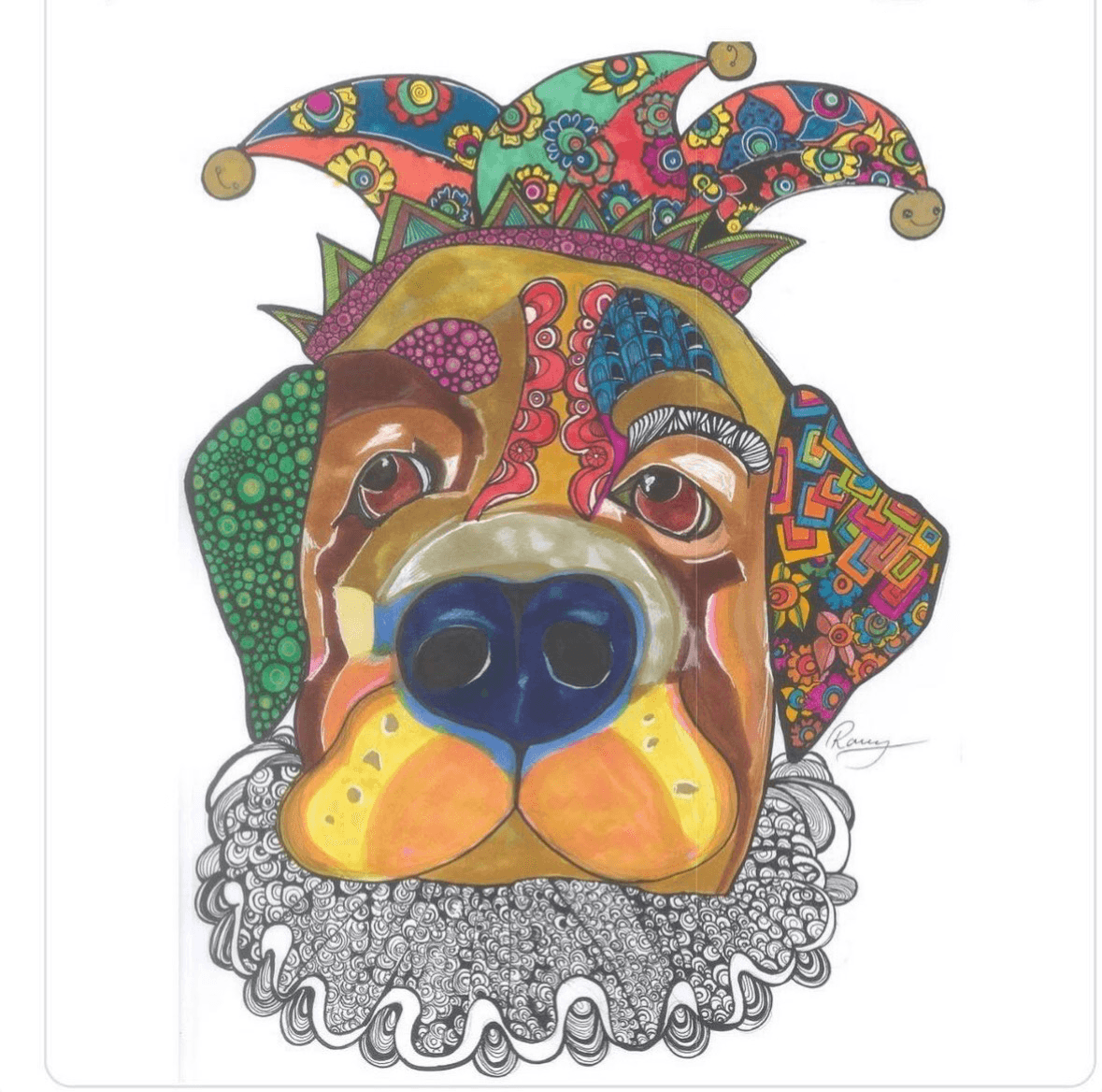 The sad clown dog