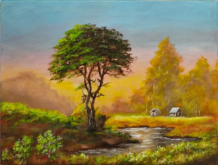 Autumn landscape by the river