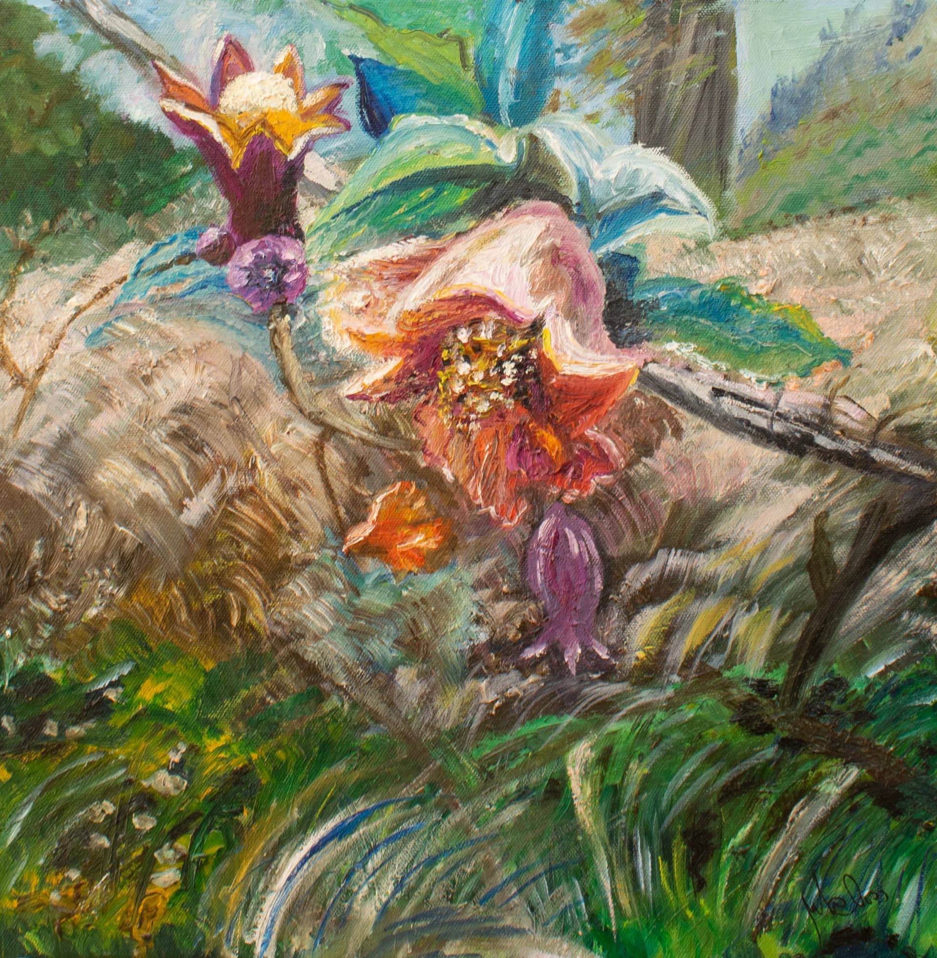 Pomegranate blossom on Stone