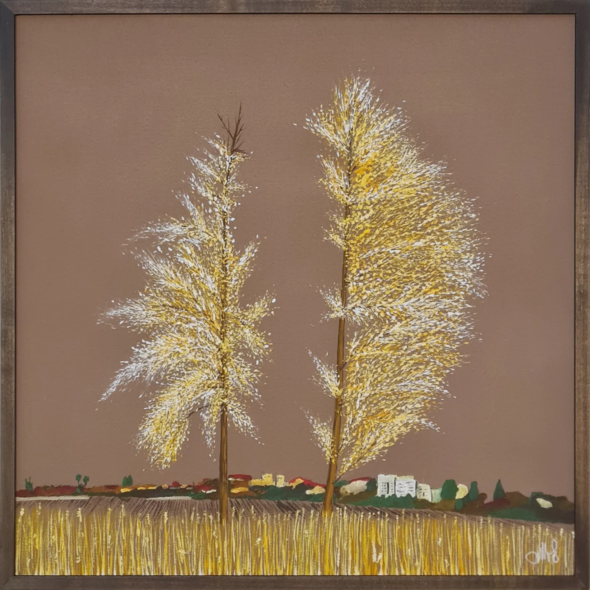 A pair of cypresses
