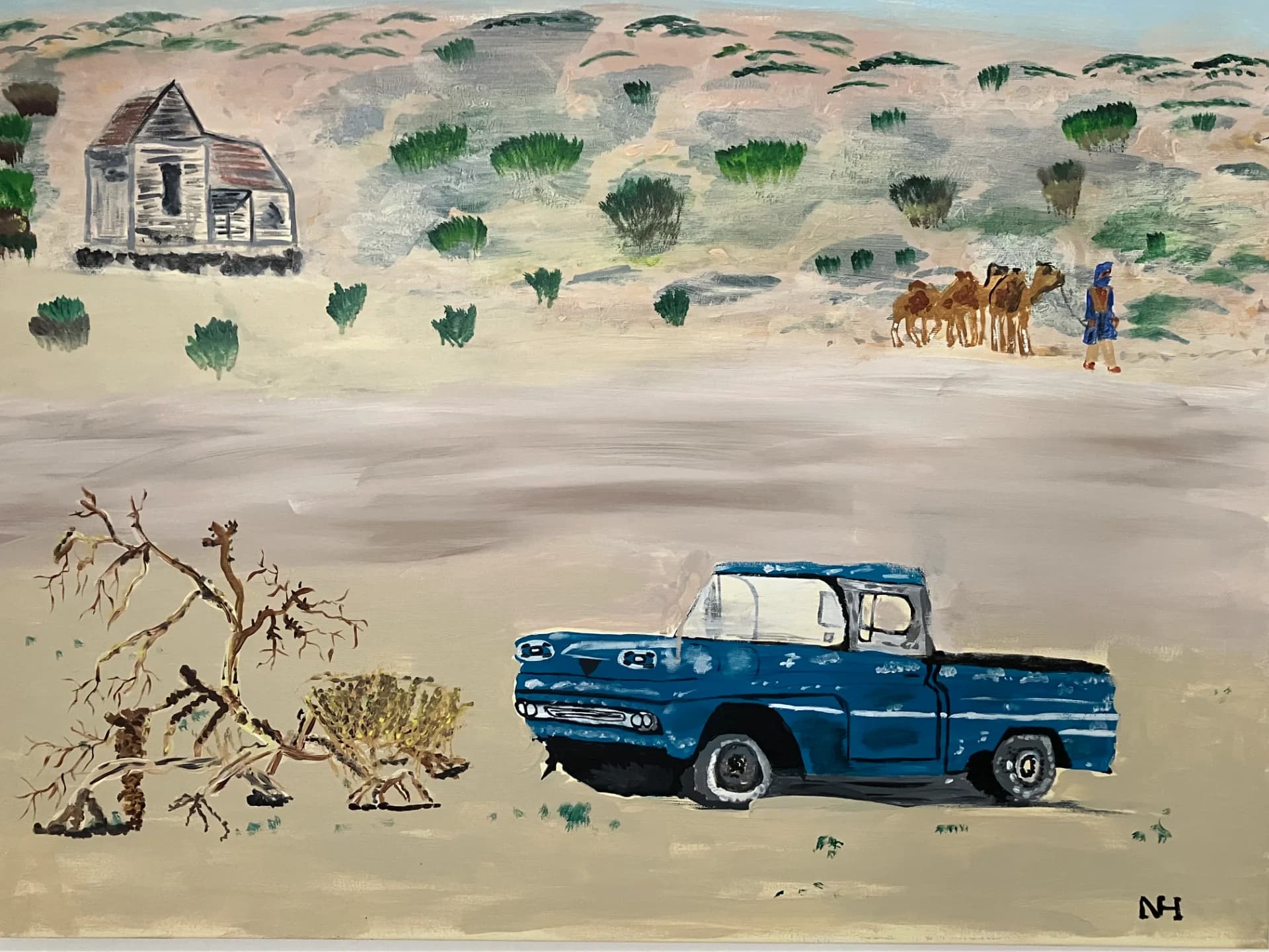 טנדר כחול בין הדיונות