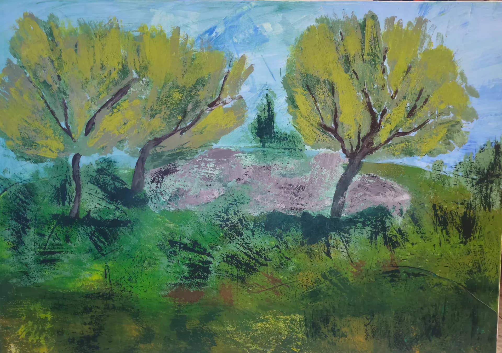 Three trees and a basalt rock.”