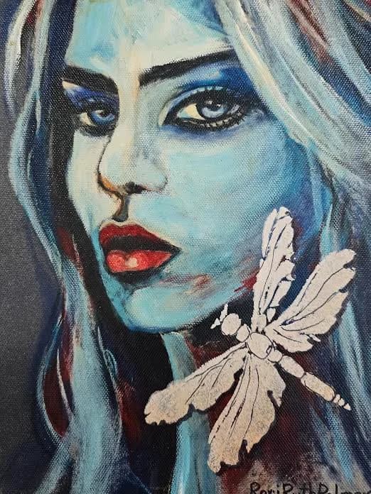 Blue Gaze with Moth