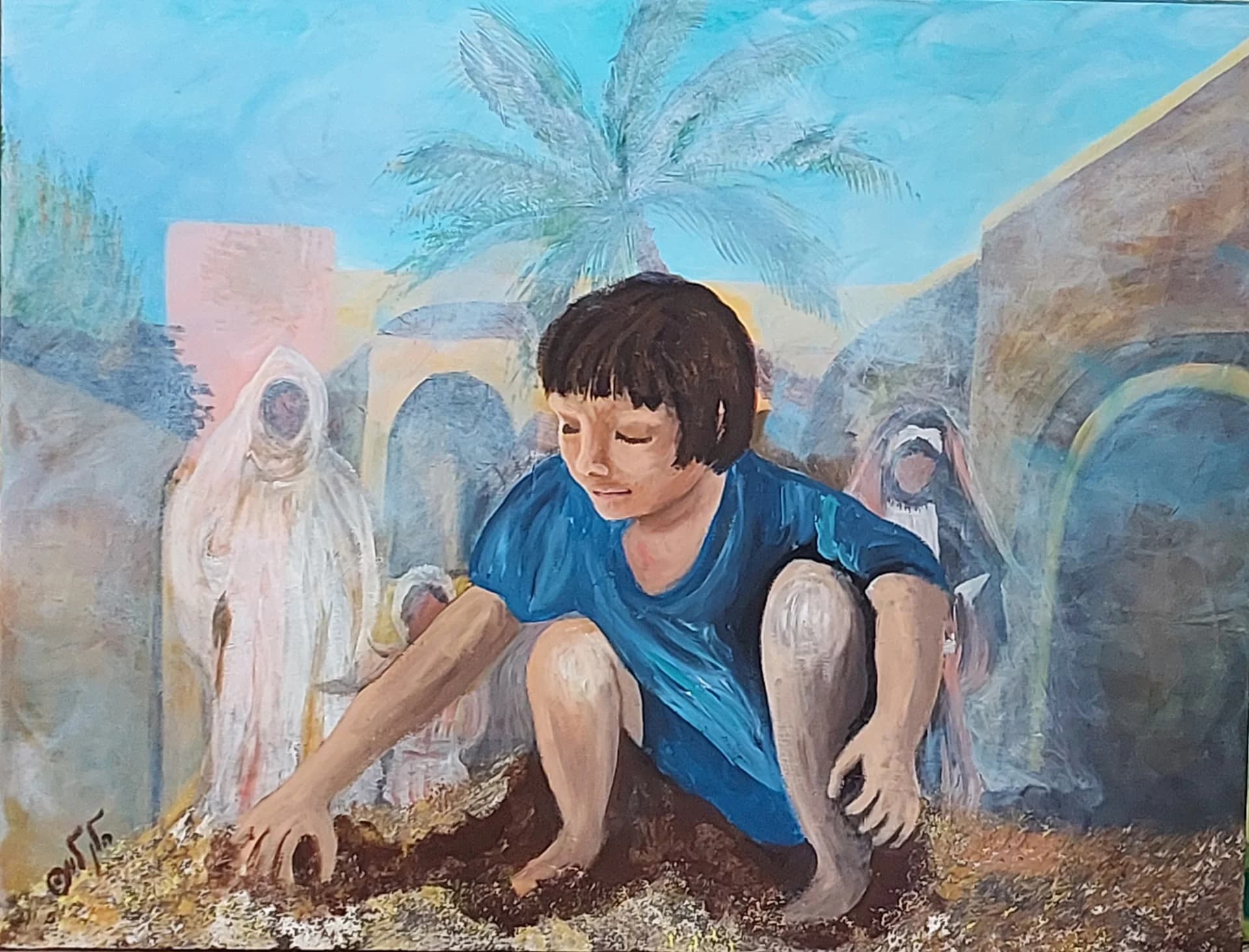 אוספת אדמה בשקט
