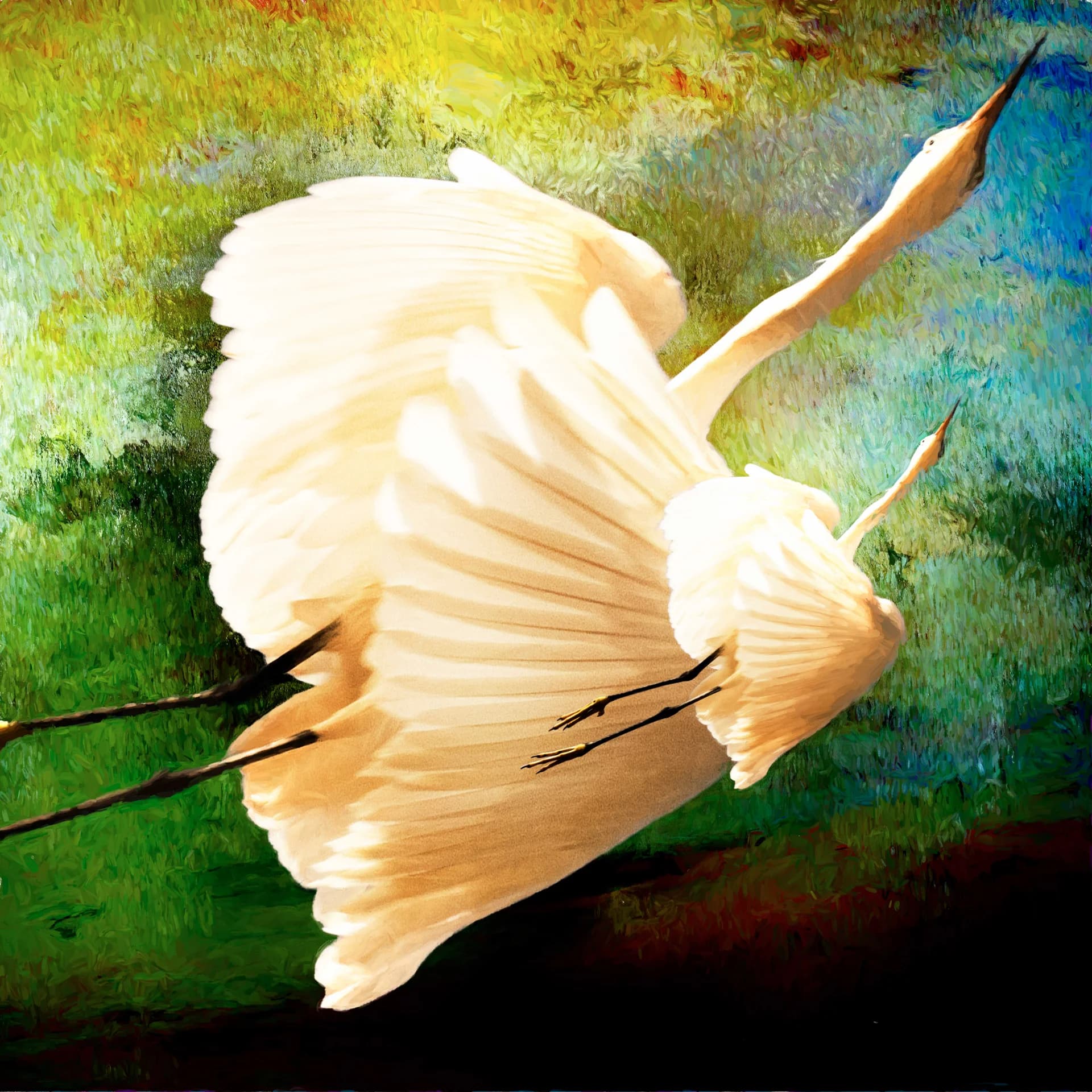 White Egret in Flight