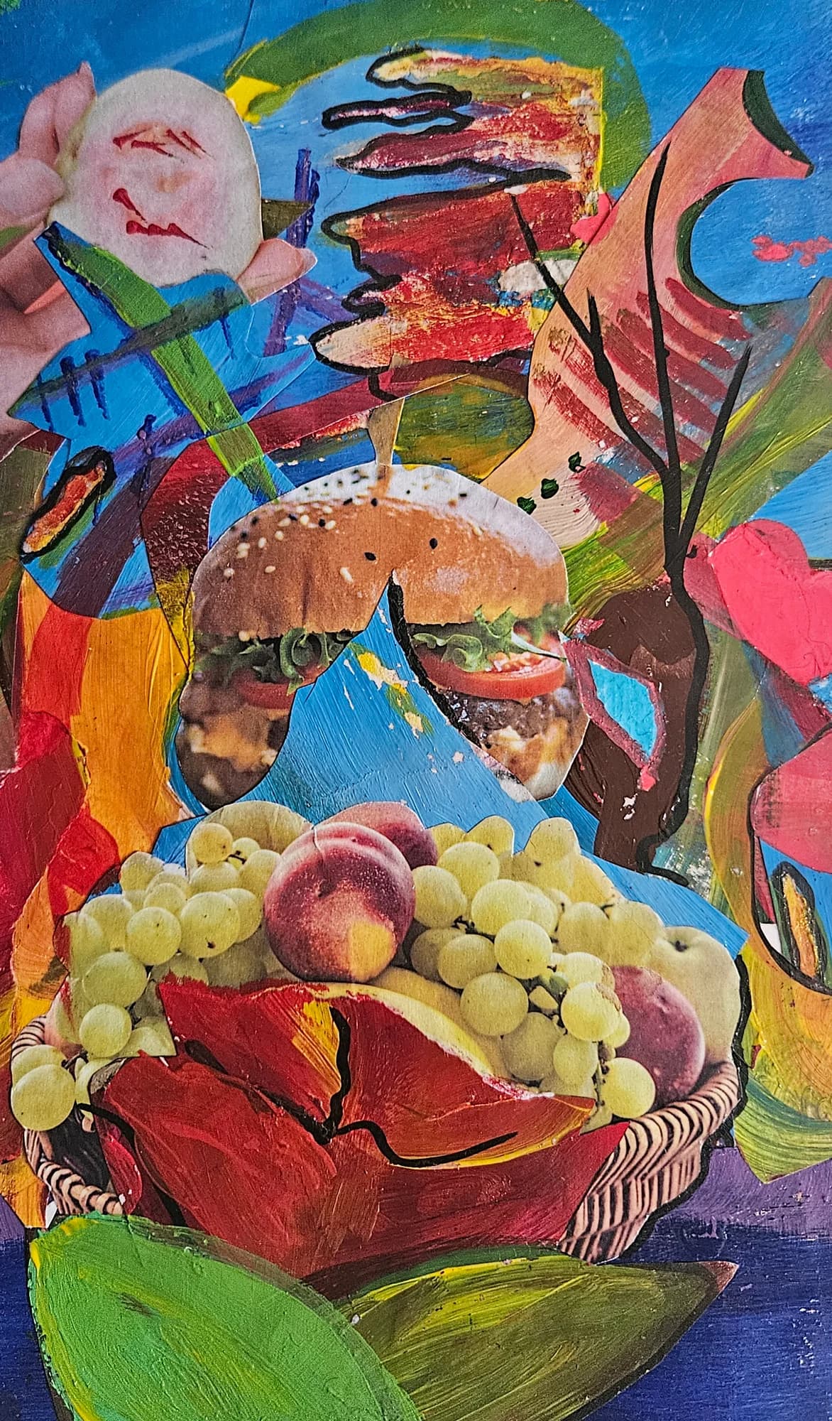 Burger and Fruit Collage