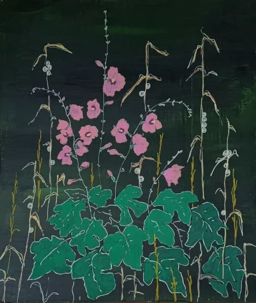 Pink Blooms on Black