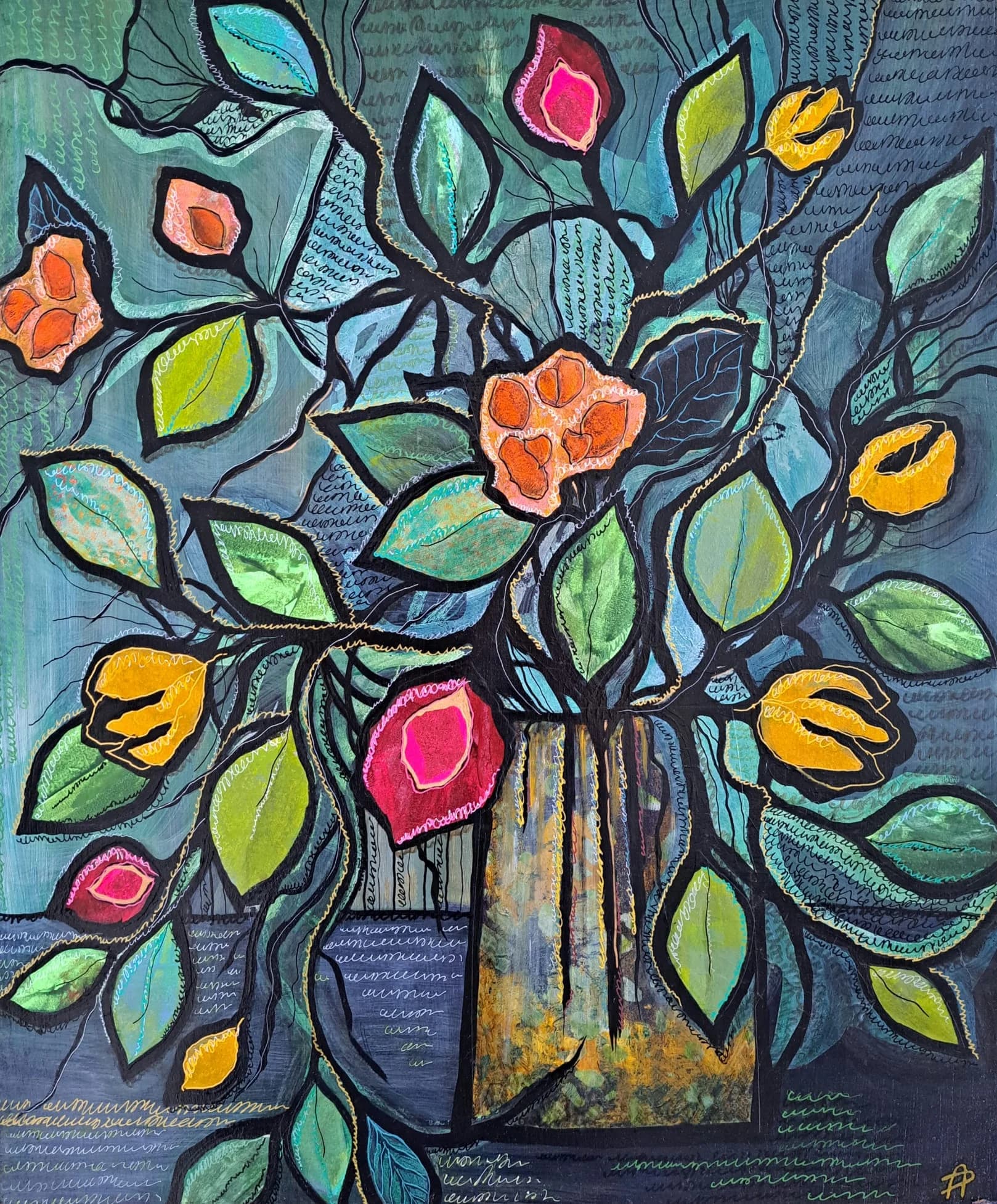 Scripted Floral Collage