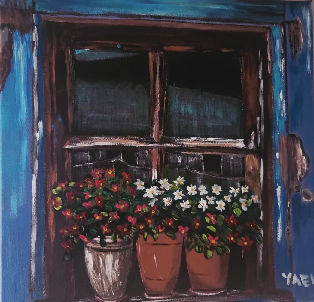 Flowers at the Blue Window