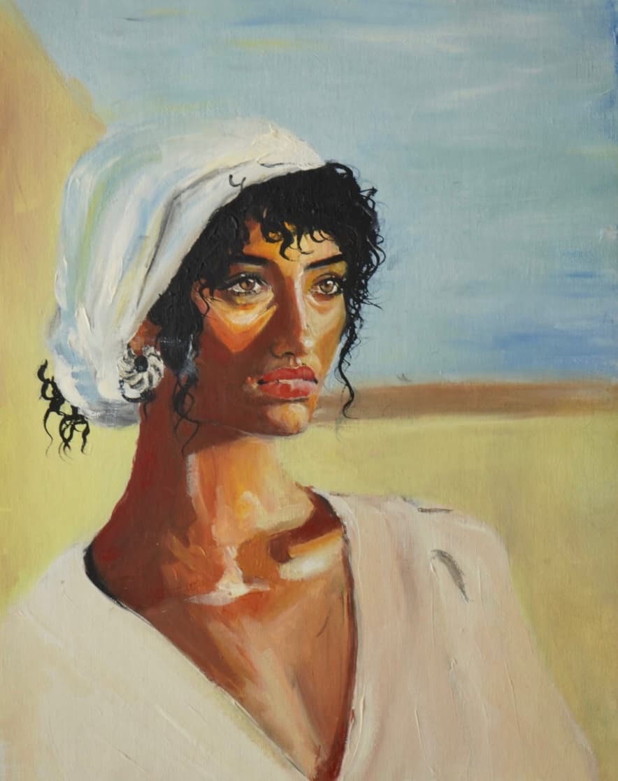 Woman in White Headscarf