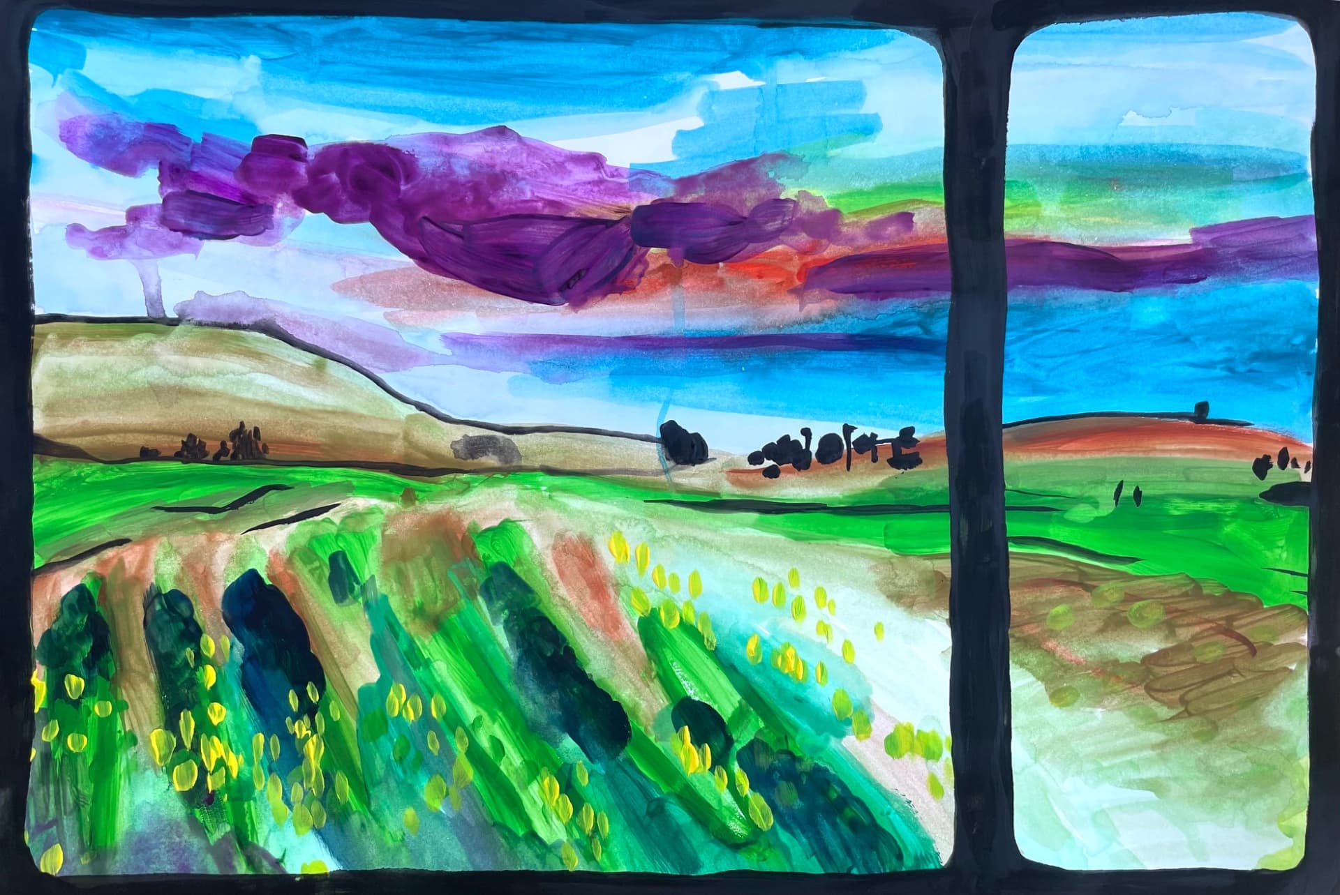 Segev shalom outskirts - Purple Sky Over Fields