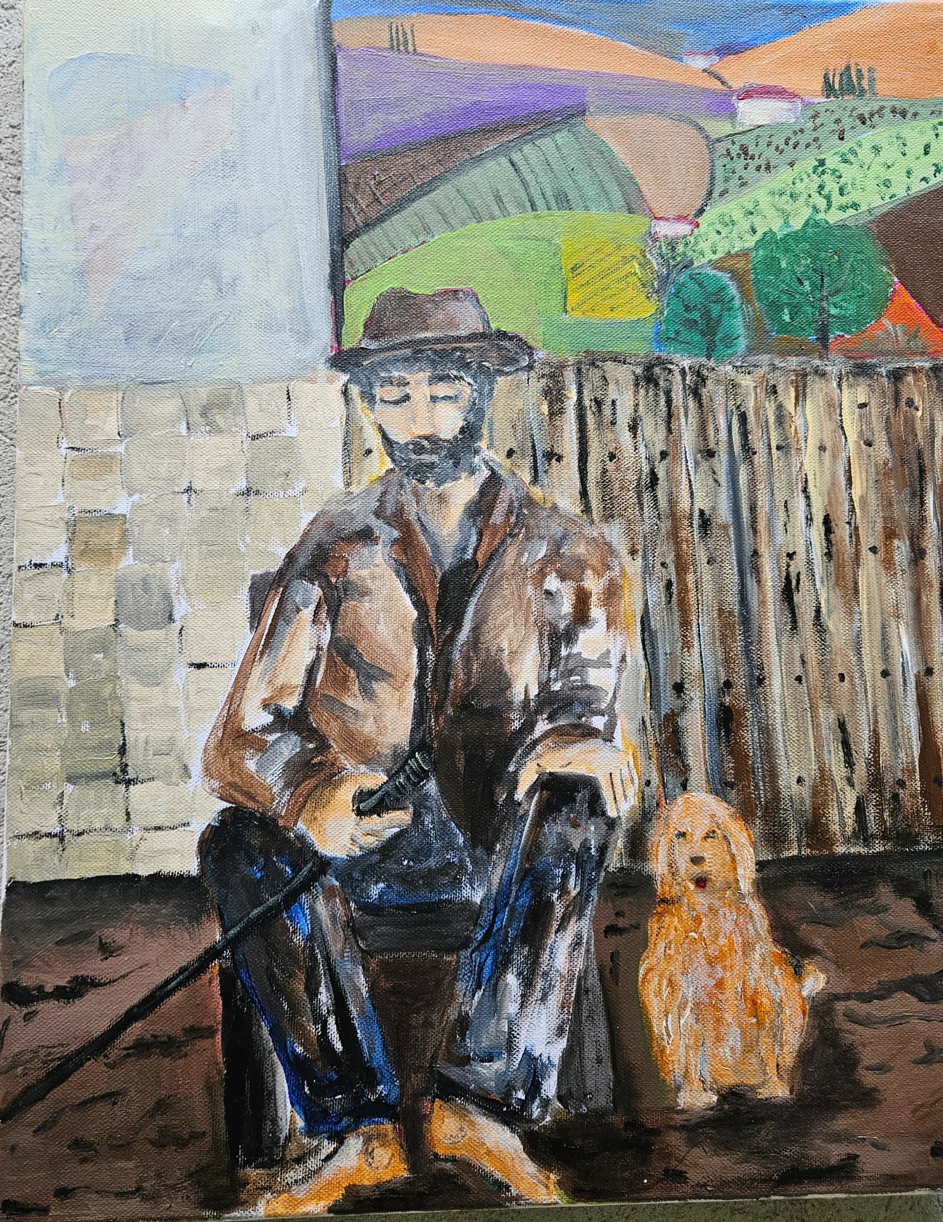 Seated Figure with Dog