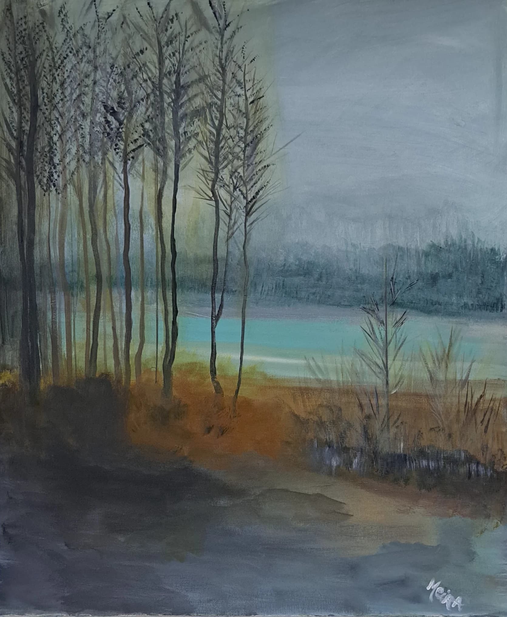 Misty Lakeside Grove